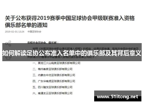 如何解读足协公布准入名单中的俱乐部及其背后意义 如何解读足协公布准入名单中的俱乐部及其背后意义